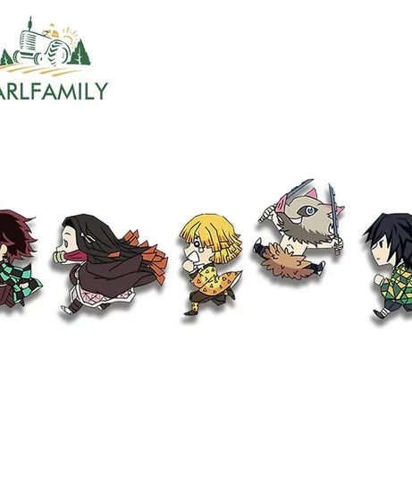 EARLFAMILY 13cm X 3.8cm Anime Running Chibi Car Stickers Trunk Windows Cartoon Decal Personality Kamado Nezuko Car Accessories
