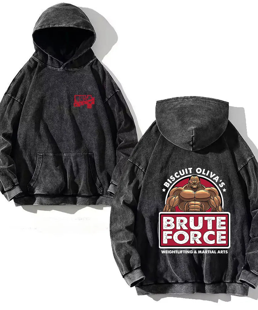 Anime Baki Hanma Print Cotton Washed Hoodies Men Hip Hop Graphic Vintage Hooded Sweatshirts Aesthetic Streetwear Pullover