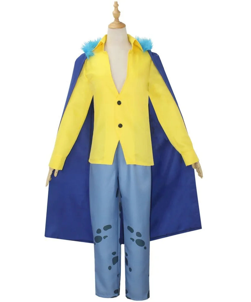 Anime Water Law Tra Falgar Cosplay Costume Trafalgar D Cosplay Suits Uniform For Men Halloween Coat Death Technician Hat