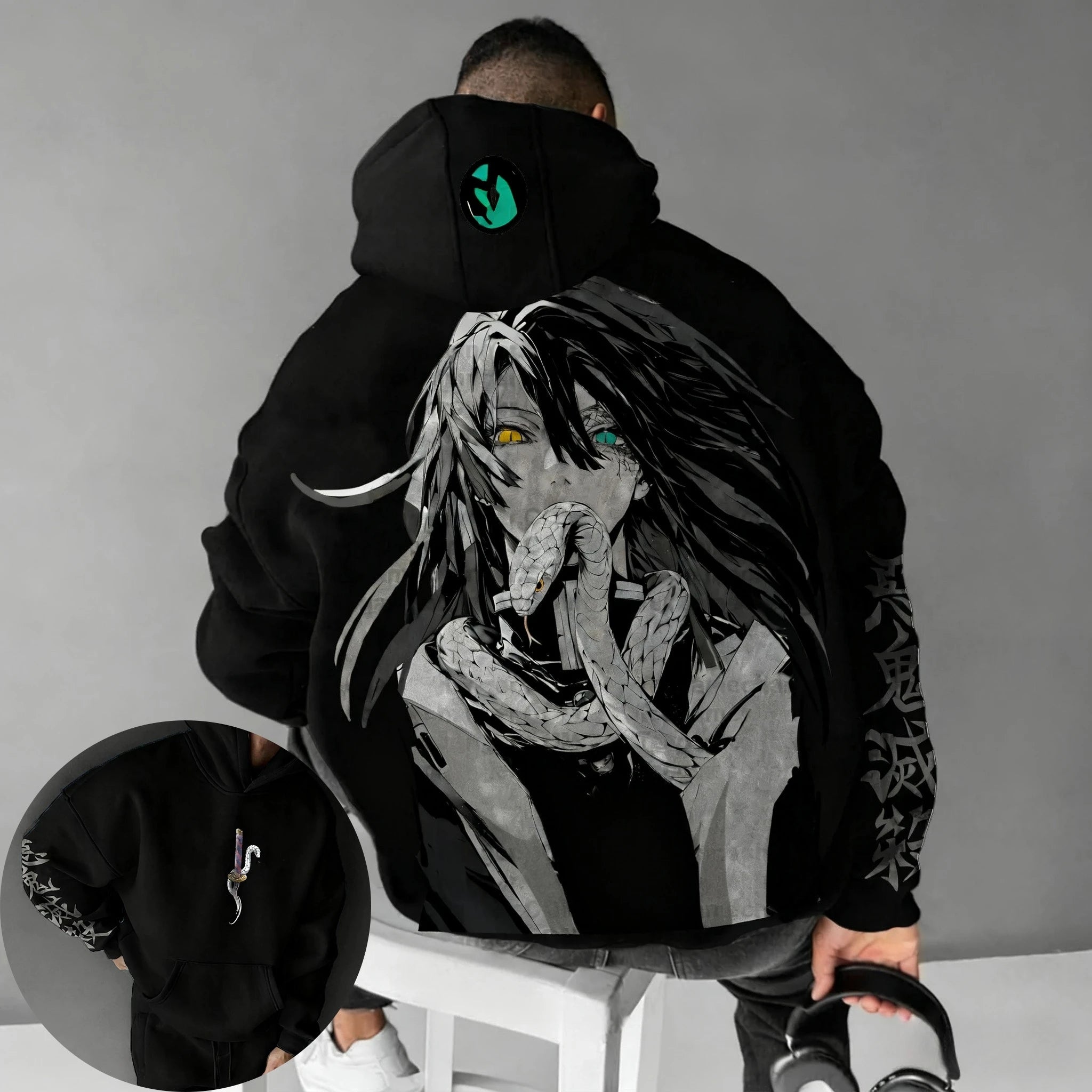 Demon Slayer Anime Autumn/Winter Hoodie Men's New Iguro Obanai Printed Harajuku Casual Loose and Versatile Parent Child Top