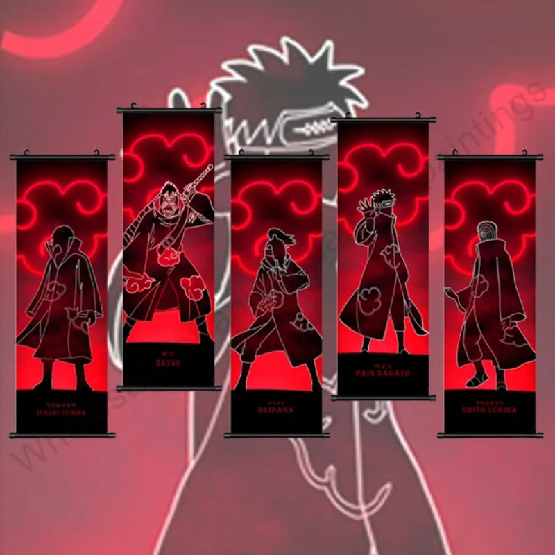 Naruto Villains Wall Scroll – Akatsuki Zetsu, Obito & Pain Canvas Poster