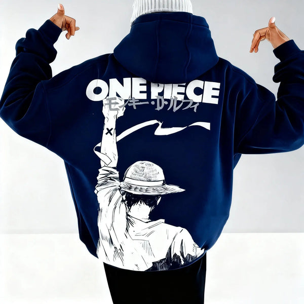 One Piece Luffy Hoodie — Oversized Graphic Pullover