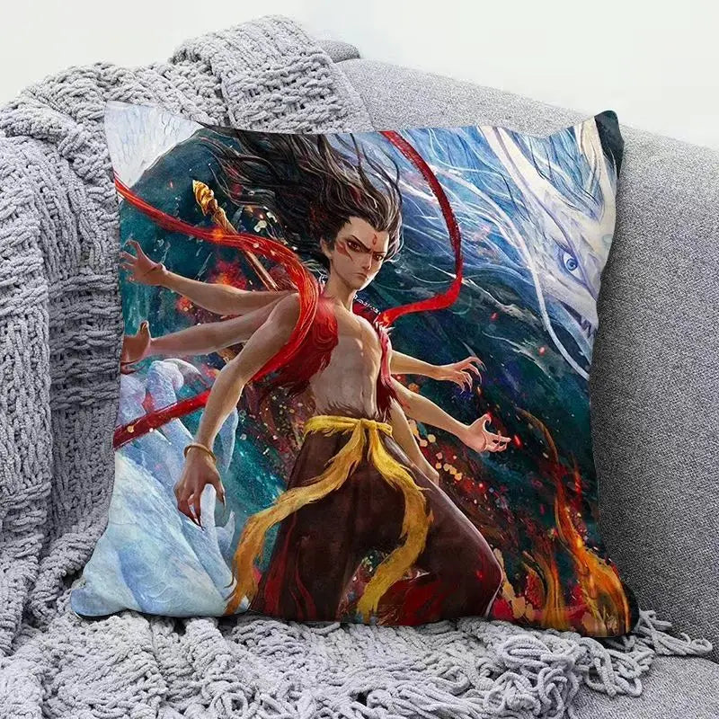 Ne Zha anime peripherals pillows cute personality creative fashion living room sofa bedroom cushions holiday gift
