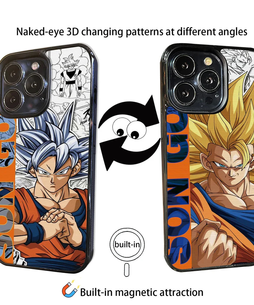 3D Goku & Vegeta MagSafe Case – Dragon Ball Anime iPhone 12–16 Pro Max
