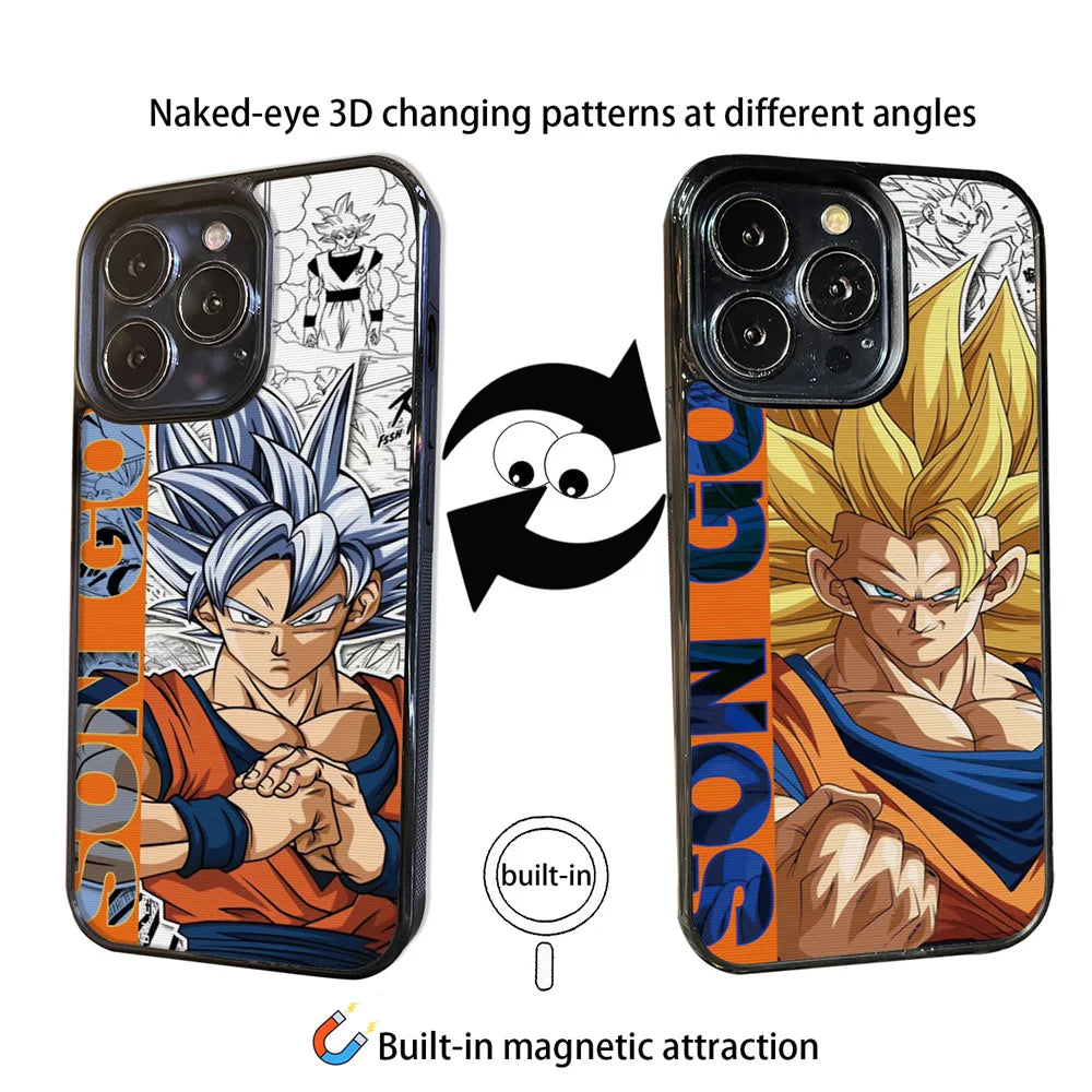 3D Goku & Vegeta MagSafe Case – Dragon Ball Anime iPhone 12–16 Pro Max