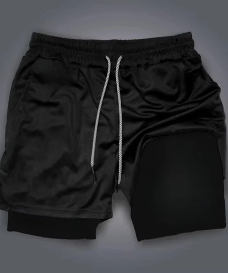 Demon Slayer Kokushibo Anime Printed Double Layer Shorts Summer Men's Fitness Swimming Quick Drying Breathable 2-in-1 Shorts