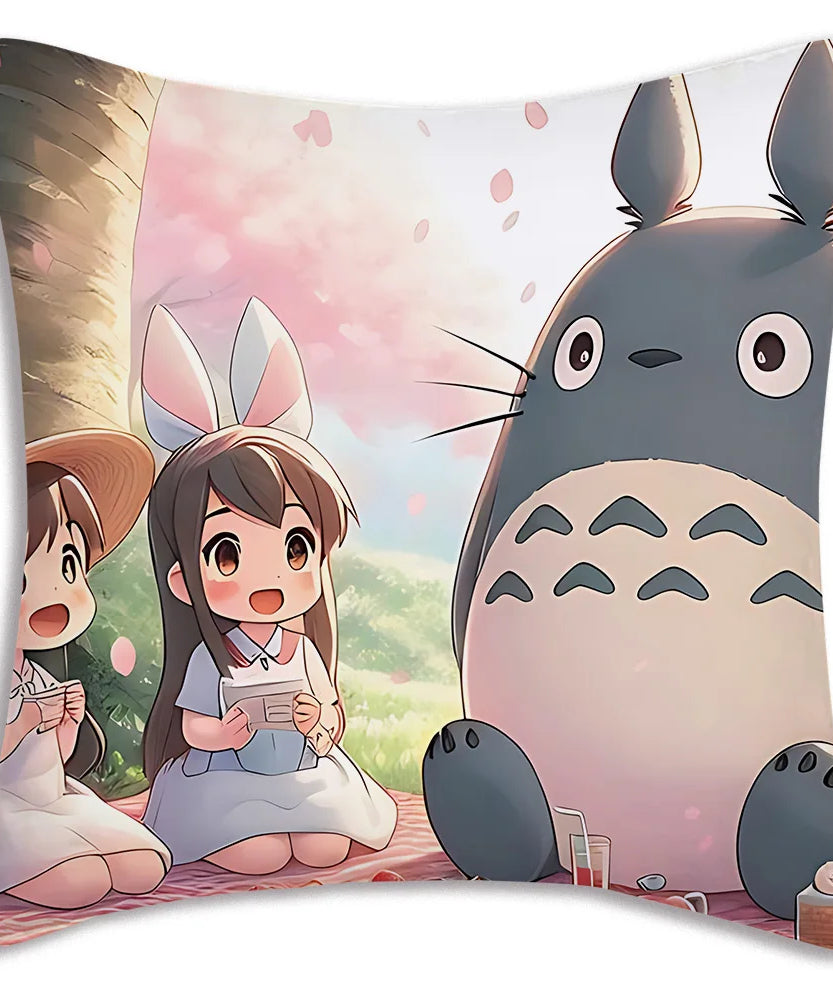 Anime T-TotoroS Kawaii Pillow Covers Cartoon Sofa Decorative Home Double-sided Printing Short Plush Cute Cushion Cover