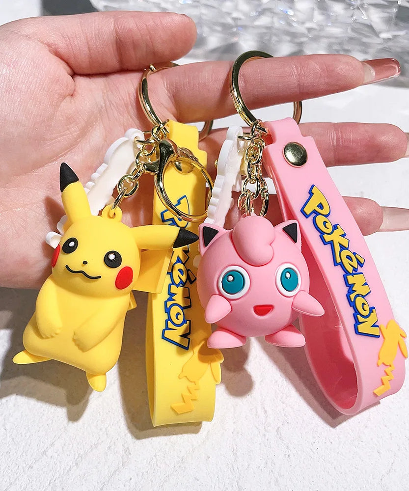 Pocket Monster Pikachu Anime PVC Doll Keychain Pendant Bag Accessories Action Toy Doll Psyduck Charizard Children's Gift