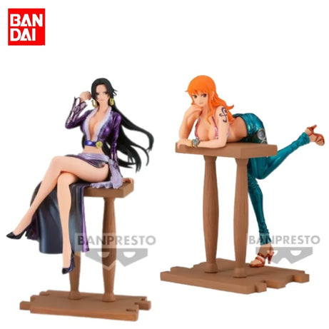 Bandai Original ONE PIECE Anime Figure GRANDLINE JOURNEY Boa Hancock Nami Action Figure Toys For Kids Gift Collectible Model