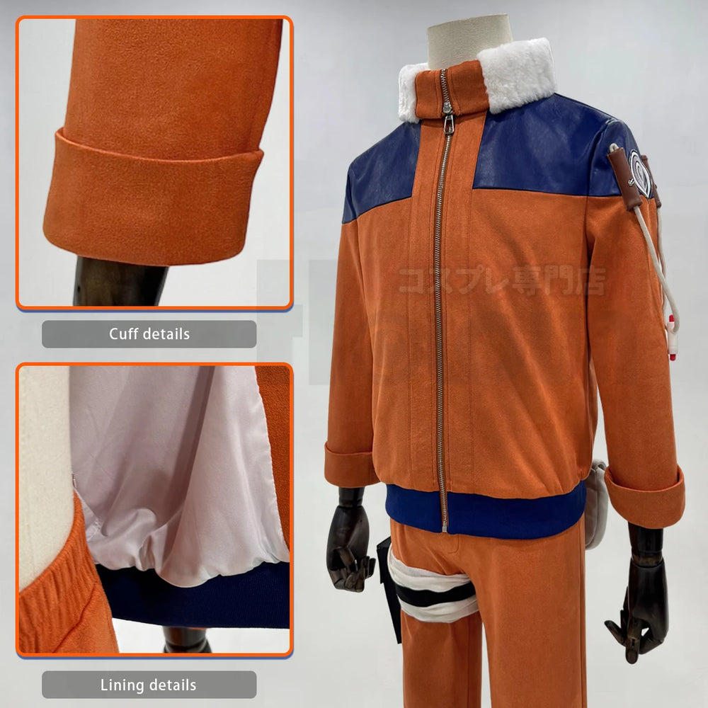 Anime Uzumaki Cosplay Costume – Teenager Orange Jacket, Pants & Bag Set 2