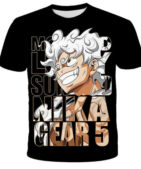 Hot Selling One Piece 3D Printing Fashion Children's Anime Luffy Men's Clothing Children's Boys' T-shirt Summer Short Sleeved