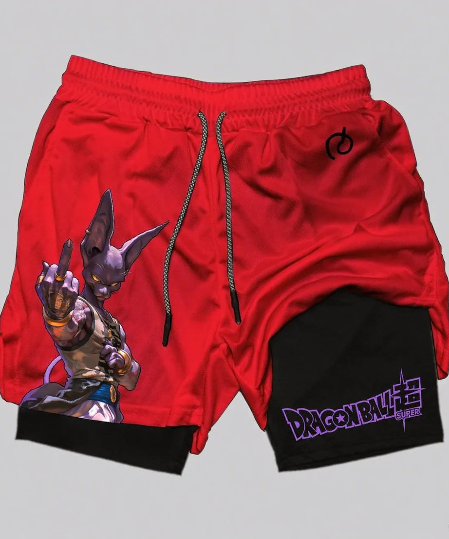 Dragon Ball Goku Anime Gym Shorts Men Double-layer 2-in-1 Sports Pants New Summer Print Beach Pants Streetwear
