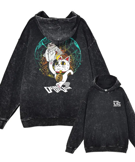 Anime dandadan Hoodies Vintage Washed Dan Da Dan Hooded Sweatshirts Oversize Streetwear Manga Ayase Momo Okarun Hoodie Men Women