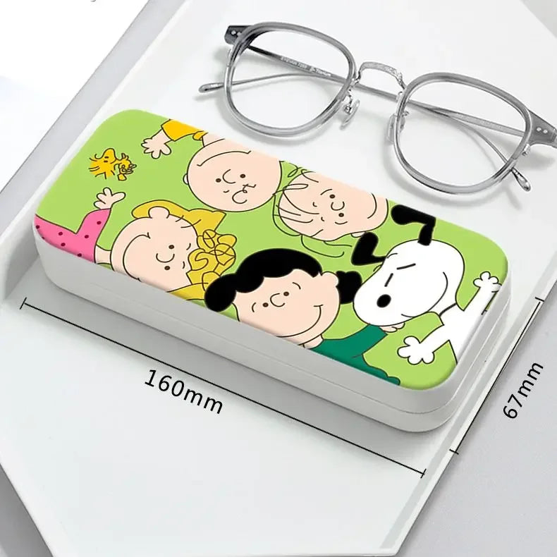 Snoopy Girl Korean Fresh Student Cute Disney Fashion Simple Anti-fall Portable Anti-Stress Folding Glasses Case
