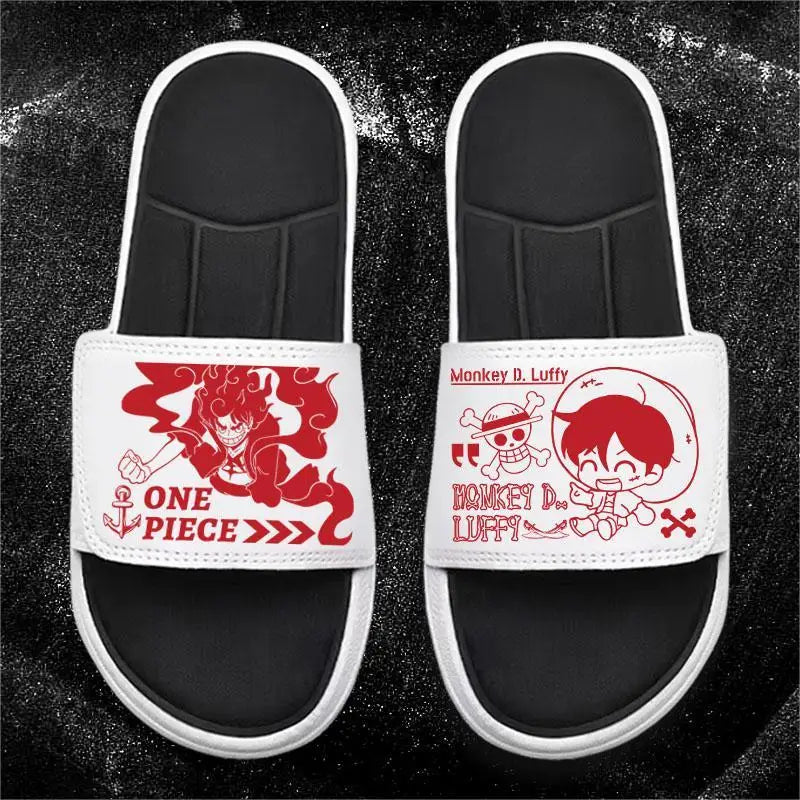 One Piece Anime Luffy Zoro Nami  Pattern New Slippers Men and Women Fashionable Flat Outdoor Comfortable Sandals Gift