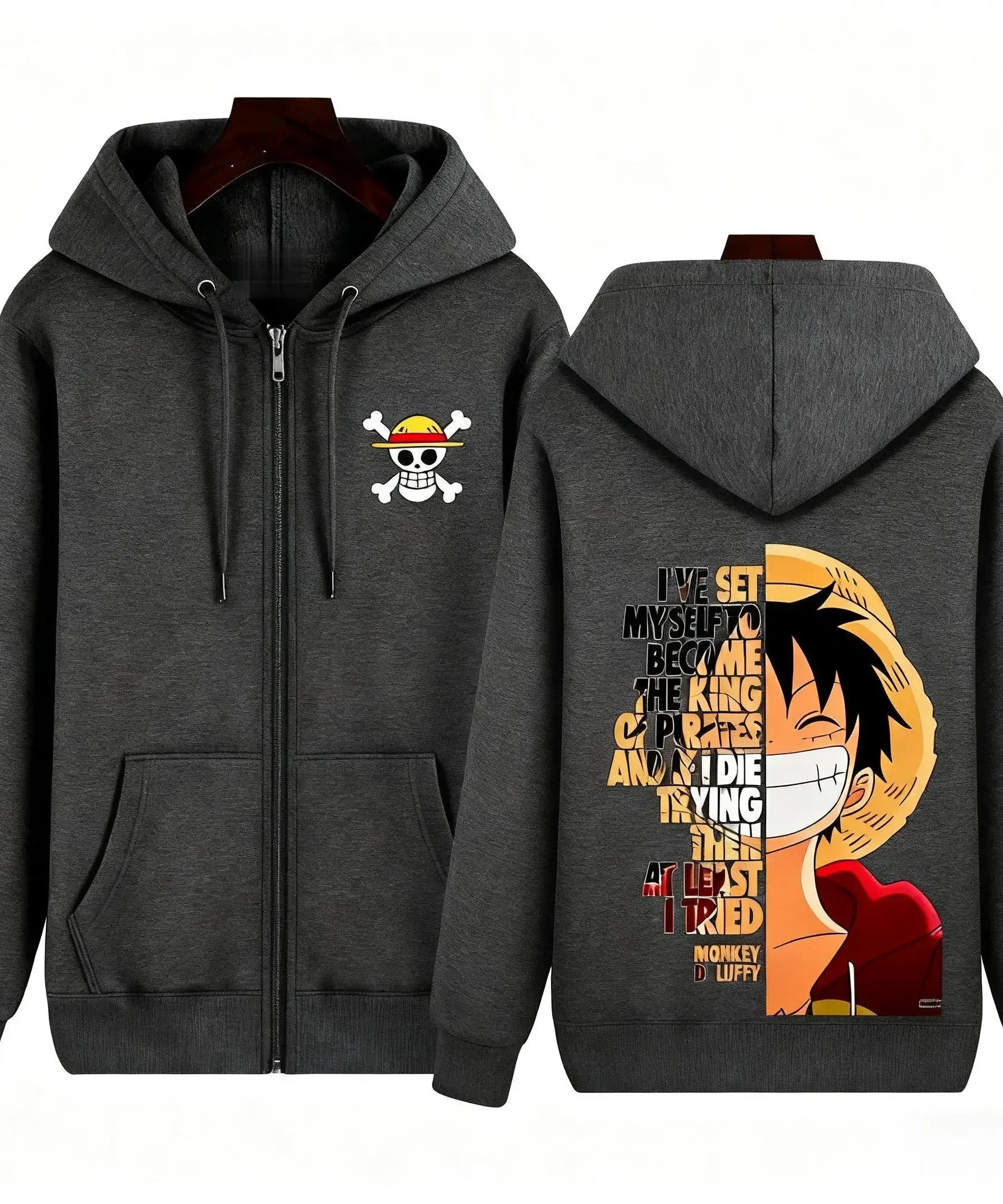 One Piece Monkey D Luffy Graphic Print Hoodie Zip Up Jacket Men Women Anime Streetwear Casual Pullover Long Sleeve Autumn Winter
