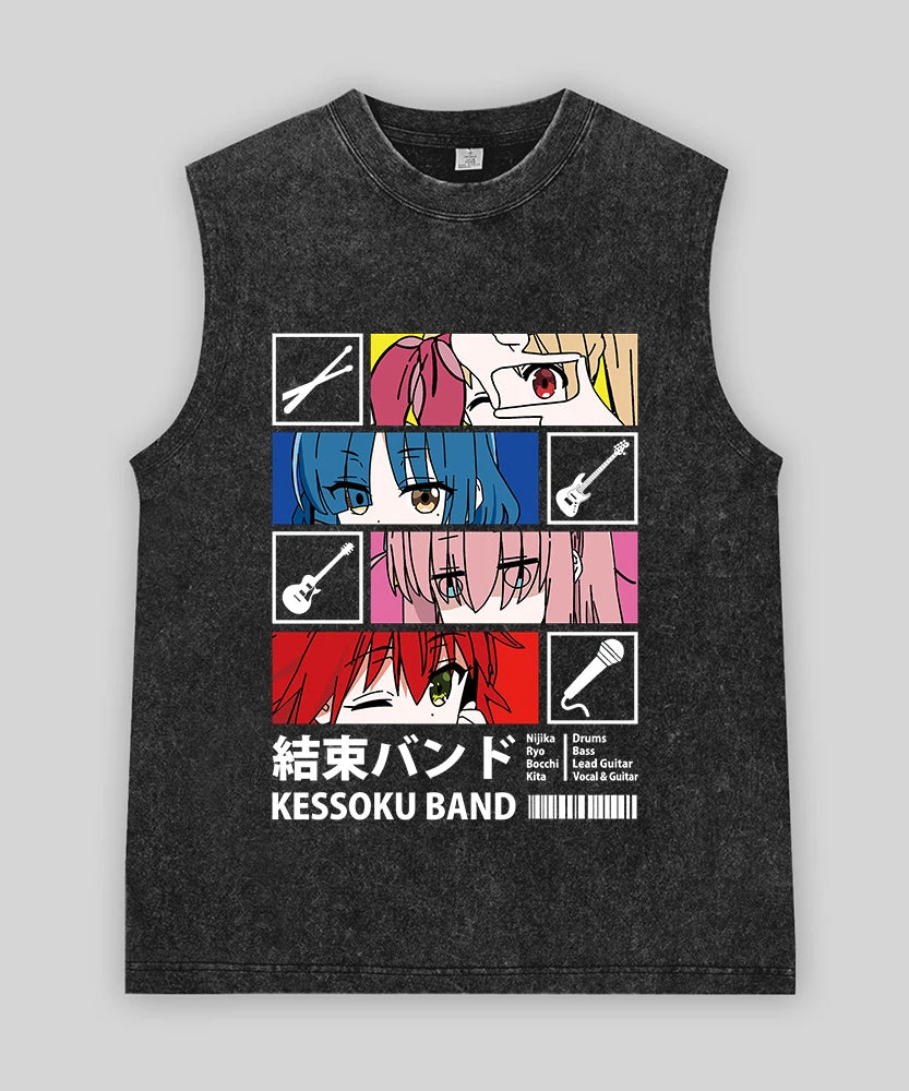 Bocchi the Rock! Oversized Band Vest – Unisex Anime Cotton Tank Top