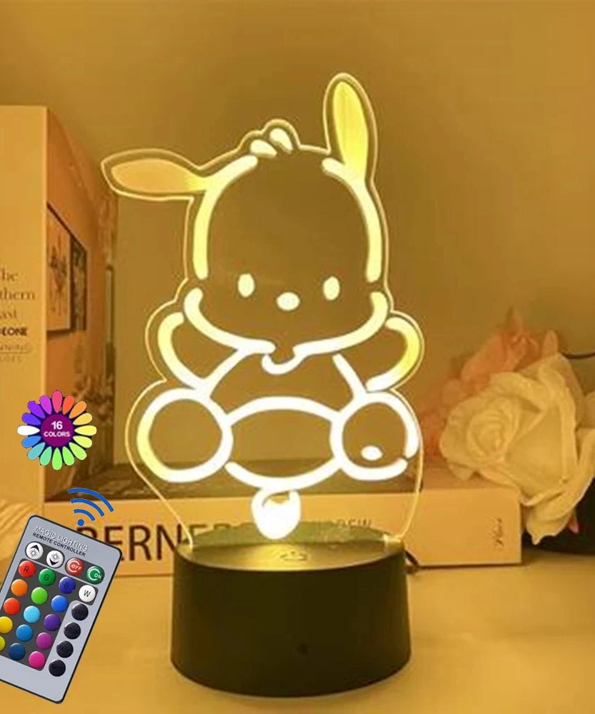 3D Night Light Kuromi Sanrio Anime Character 7/16 color band remote control LED night light Bed Room Decoration Birthday Gift