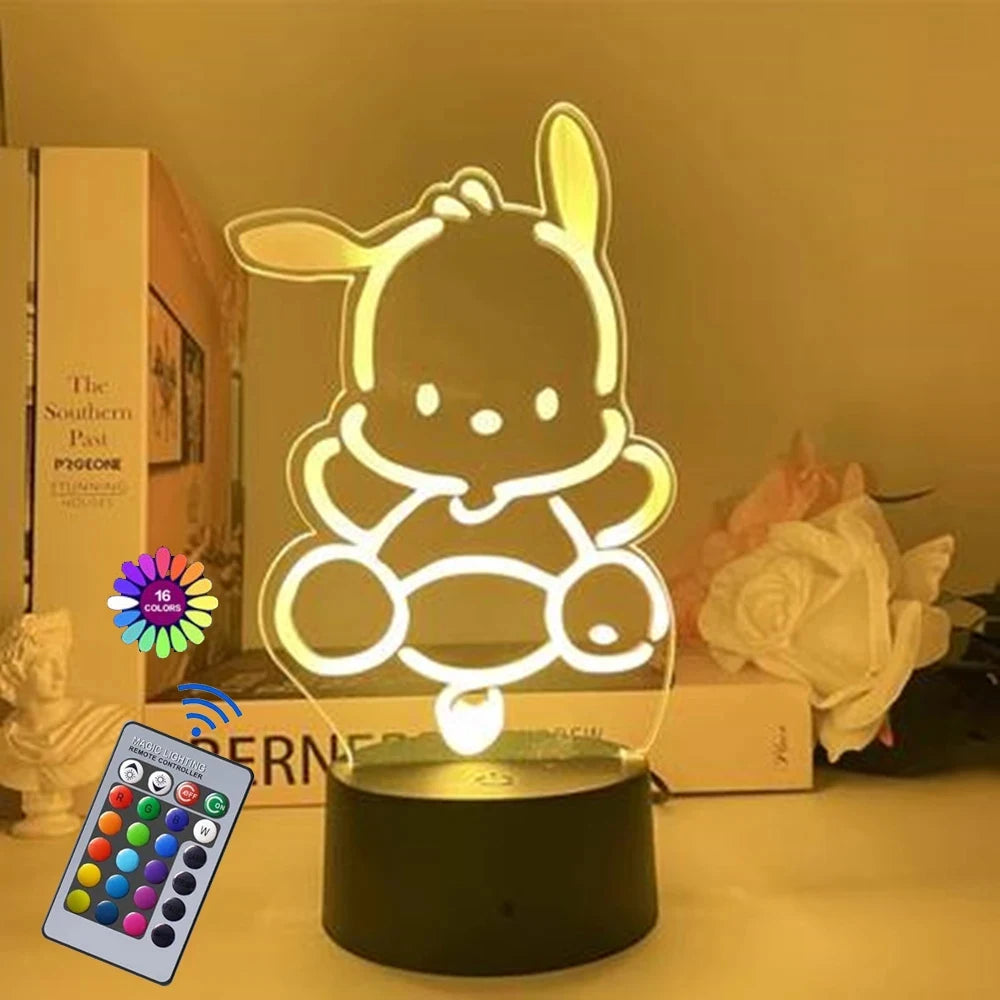 3D Night Light Kuromi Sanrio Anime Character 7/16 color band remote control LED night light Bed Room Decoration Birthday Gift