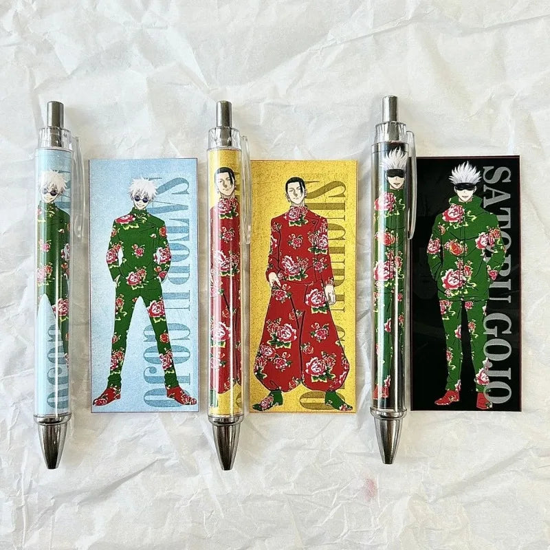 Hot Sales 3 PCS Jujutsu Kaisen Satoru Gojo Fushiguro Megumi Gel Pen Signature Pen Anime Peripheral Student Ballpoint Pen 0.5