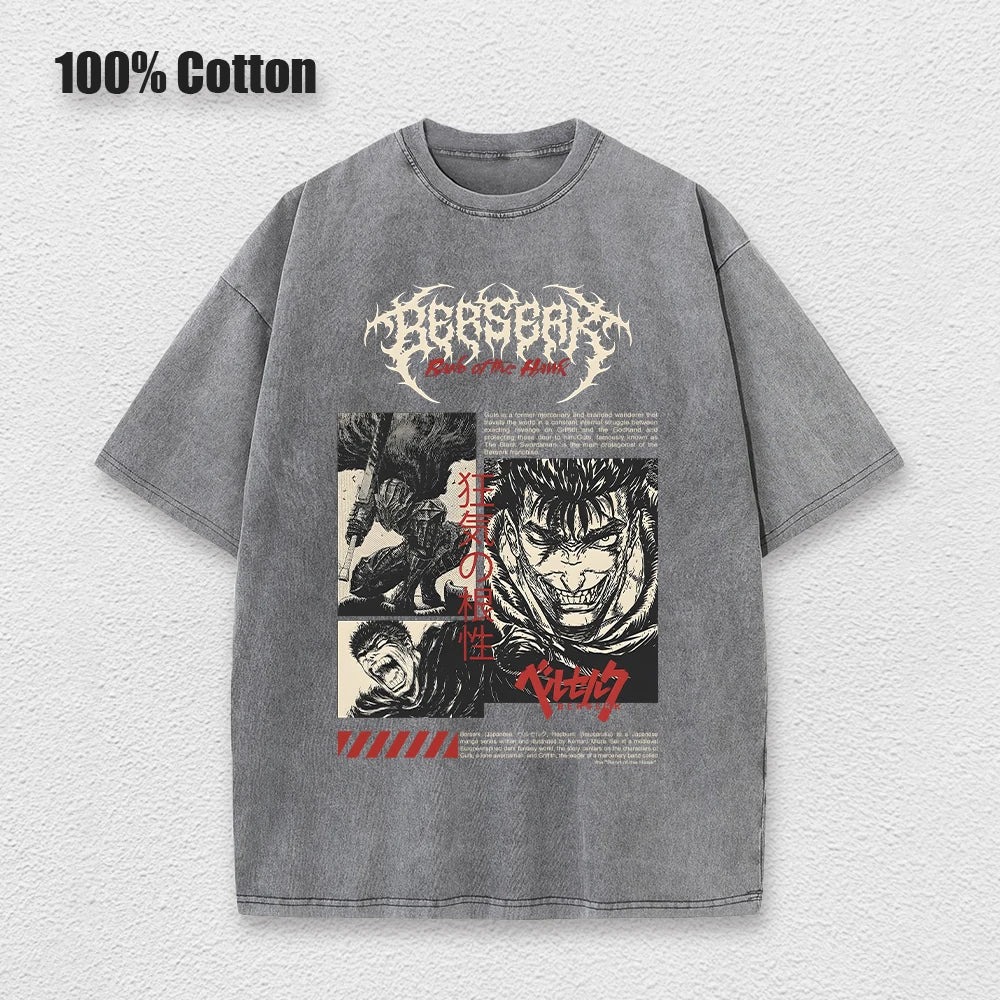 Berserk Anime Vintage Graphic T-Shirt – Harajuku Cotton Tee for Men & Women