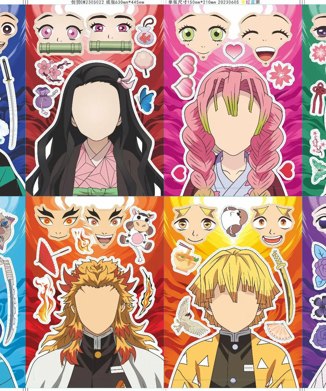 8/16Sheets Demon Slayer Anime Puzzle Sticker DIY Phone Laptop Luggage Skateboard Graffiti Decals Fun for Gift