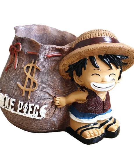One Piece Luffy Resin Pen Holder – 10cm Desk Figure Organizer