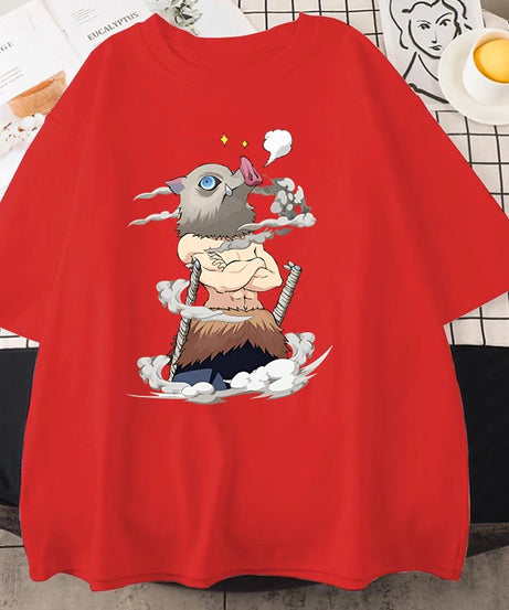 Hot Anime Hashibira Inosuke Graphic Short Sleeve T-shirts for Women Men Shirts Loose T-shirt Casual Summer Oversized T-shirts