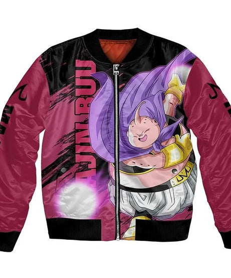 Plus Size Anime Bomber Jacket for Men - One Piece Naruto Dragon Ball Themed Military Aviator Coat, Cosplay Winter Outerwear Gift