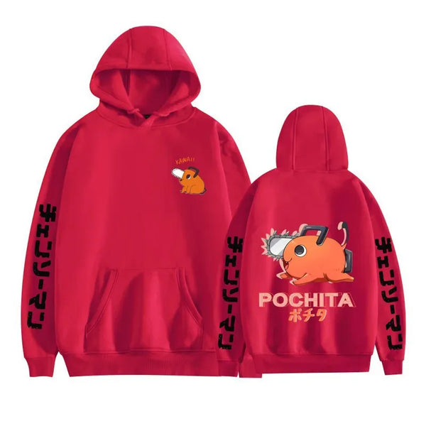 Chainsaw Man Pochita Graphic Pullover Hoodie – Anime Harajuku Streetwear