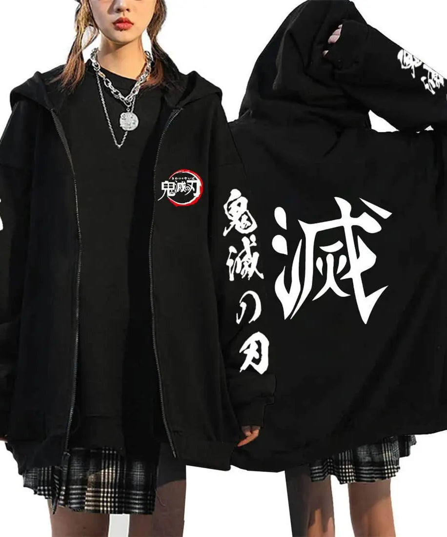 Demon Slayer Zipper Sweatshirts Zip Up Hoodie Anime Hoodies Unisex Hip Hop Streetwear Nezuko Kamado Graphic Y2K Clothes gifts