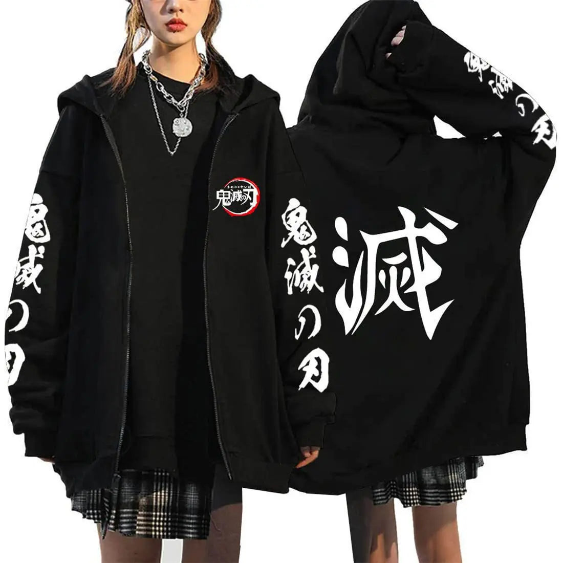Demon Slayer Zipper Sweatshirts Zip Up Hoodie Anime Hoodies Unisex Hip Hop Streetwear Nezuko Kamado Graphic Y2K Clothes gifts