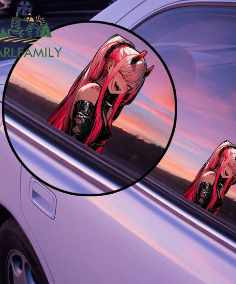 13cm x 7.4cm Zero Two Anime Car Sticker Motorcycle Bumper Funny Laptop Sunscreen Decal Scratch-Proof Fashion Decor
