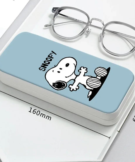 Snoopy Girl Korean Fresh Student Cute Disney Fashion Simple Anti-fall Portable Anti-Stress Folding Glasses Case