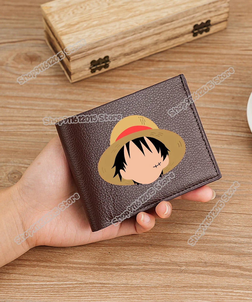 One Piece Pu Leather Wallet for Men Foldable Short Wallets Luffy Zoro Chopper Coin Purse Man Multi-slot Credit ID Card Holder