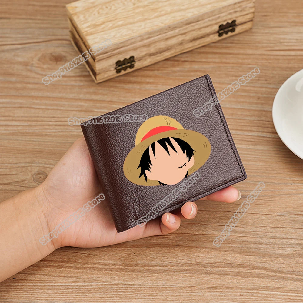 One Piece Pu Leather Wallet for Men Foldable Short Wallets Luffy Zoro Chopper Coin Purse Man Multi-slot Credit ID Card Holder