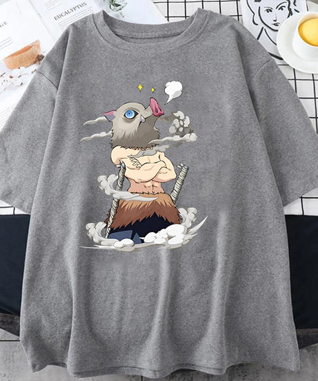 Hot Anime Hashibira Inosuke Graphic Short Sleeve T-shirts for Women Men Shirts Loose T-shirt Casual Summer Oversized T-shirts