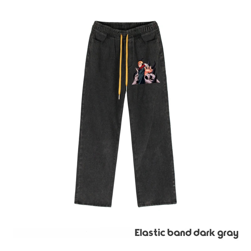 JUJUTSU KAISEN Gojo Yuji Megumi Sukuna Anime Daily Trousers Loose Spring and Autumn Wide Leg Pants Casual Jeans