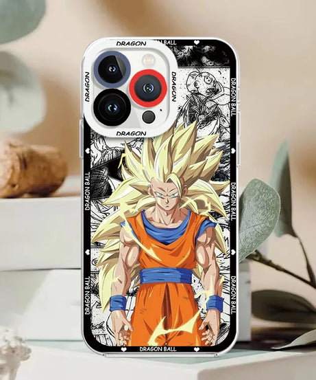 Goku & Vegeta Angel Eyes Case – Dragon Ball Transparent iPhone 7–15 Pro Max