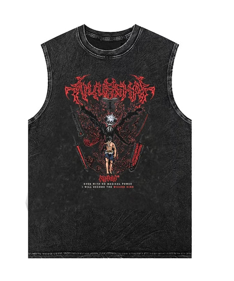 Men's Tank Tops Anime Gojo Jujutsu Man Sleeveless Shirt Summer New Women's Oversized Vintage Washed Vest Gym T Shirt Y2k Clothes