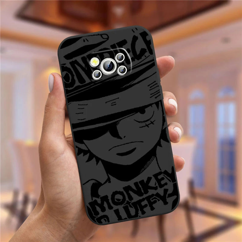 Anime Art One Piece Luffy For Xiaomi Mi Poco F5 F4 F3 X6 X5 X4 X3 M6 M5 M5S M4 M3 C65 Pro GT NFC 5G Black Back Phone Case