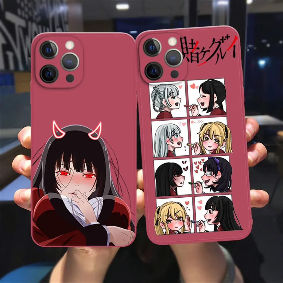 Lovely Anime Kakegurui Jabami Yumeko Phone Cover For iPhone 11 12 13 14 Pro Max X XR XSMax 14 Plus 13Mini Red Soft Silicone Case