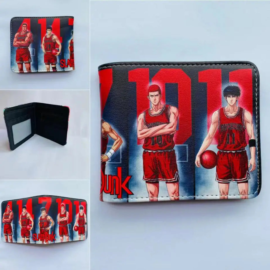 Anime Slam Dunk Wallet Sakuragi Hanamichi Kaede Rukawa Short Purse for Men Kids Students