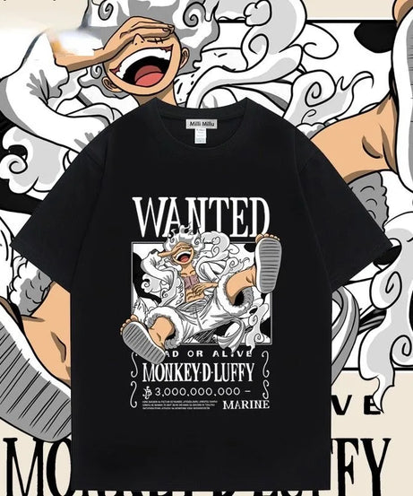 One Piece anime peripheral cute Nika Luffy pure cotton short-sleeved T-shirt round neck loose creative couple top gift wholesale