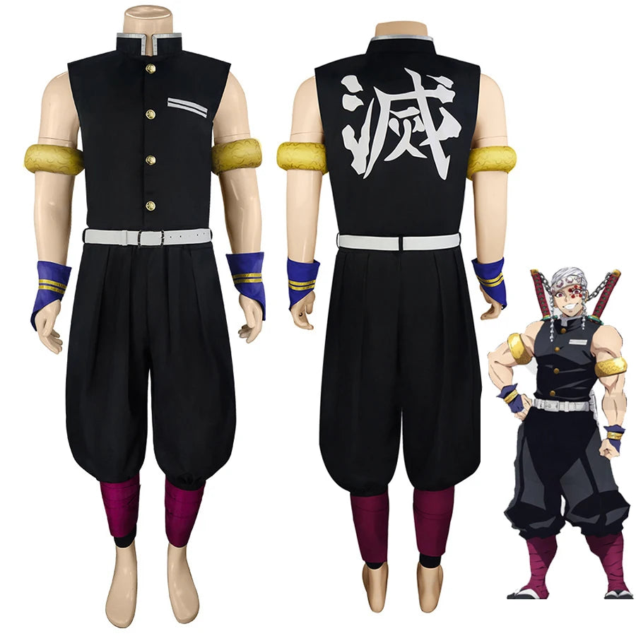 Anime Demon Slayer Tengen Uzui Cosplay Costume – Uniform & Wig Set