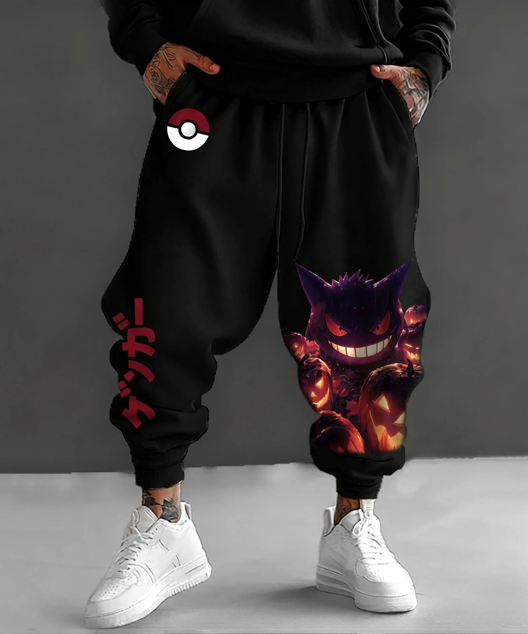 Pokémon Halloween Co Branded Weektons Autumn/Winter Men's New Anime Pumpkin Head Printed Harajuku Loose Casual Sports Pants