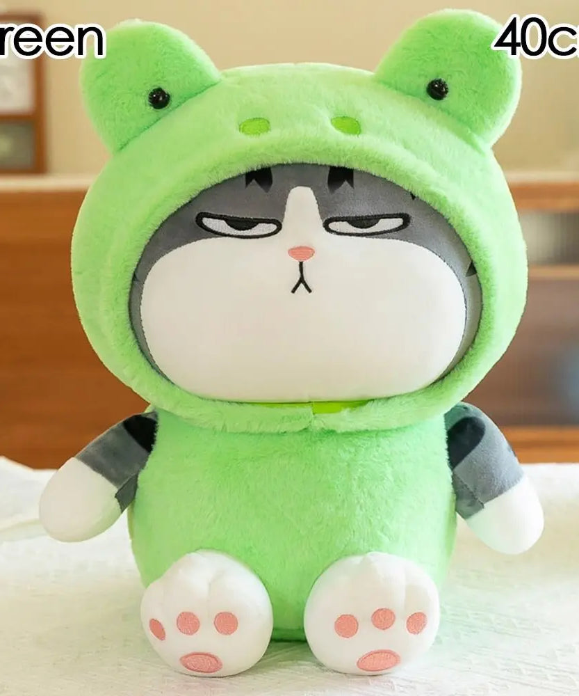 22/40cm Tabby Cat Doll Plush Toy Small Hooded Dressed Panda Frog Bunny Plushie Peluche Cosplay Animal Kids