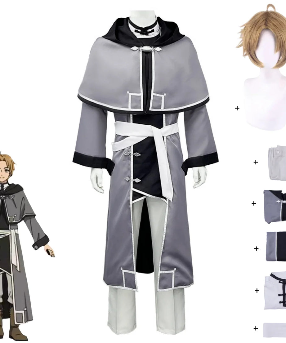 Rudeus Greyrat Dead End Cosplay Set – Mushoku Tensei Costume with Wig & Cloak
