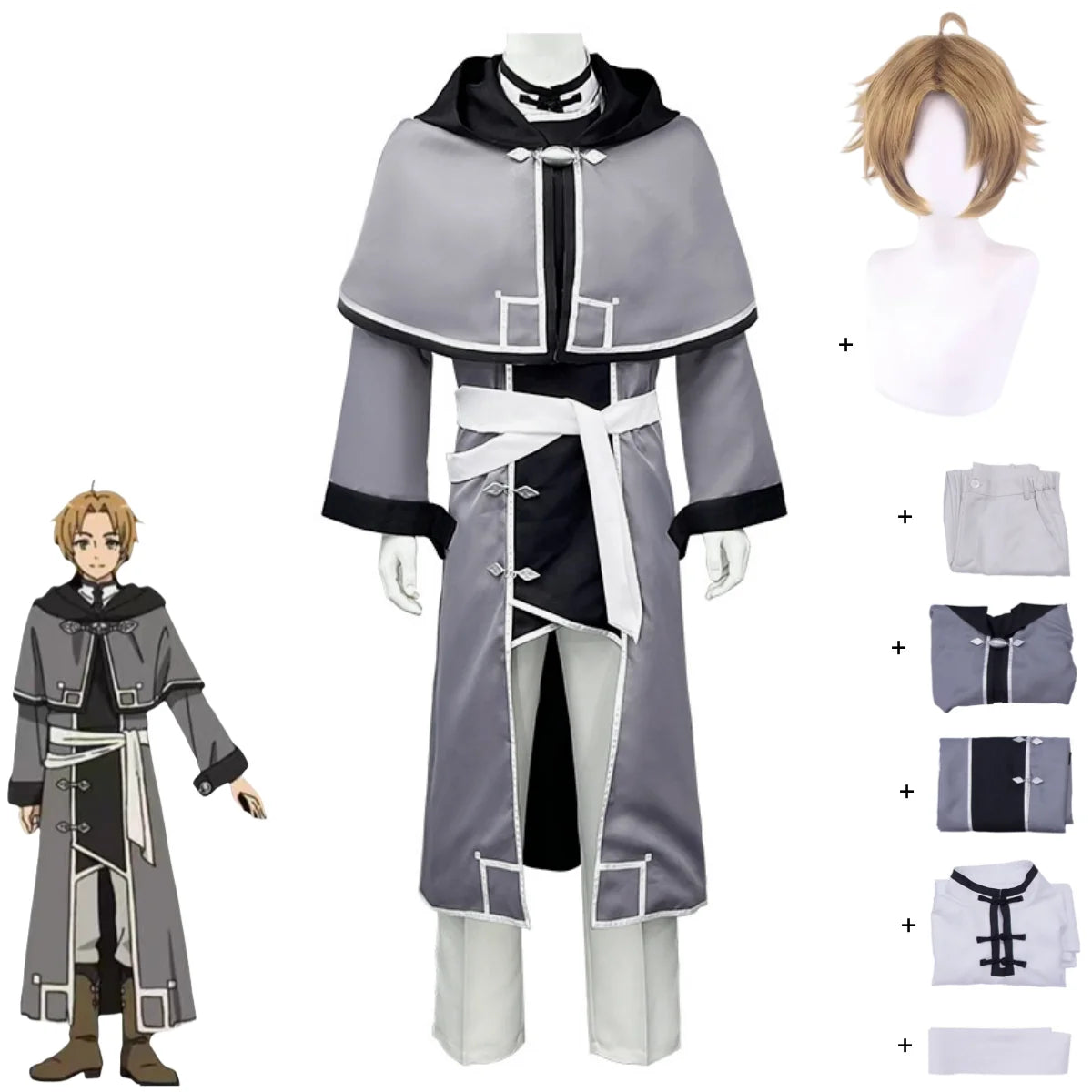 Rudeus Greyrat Dead End Cosplay Set – Mushoku Tensei Costume with Wig & Cloak