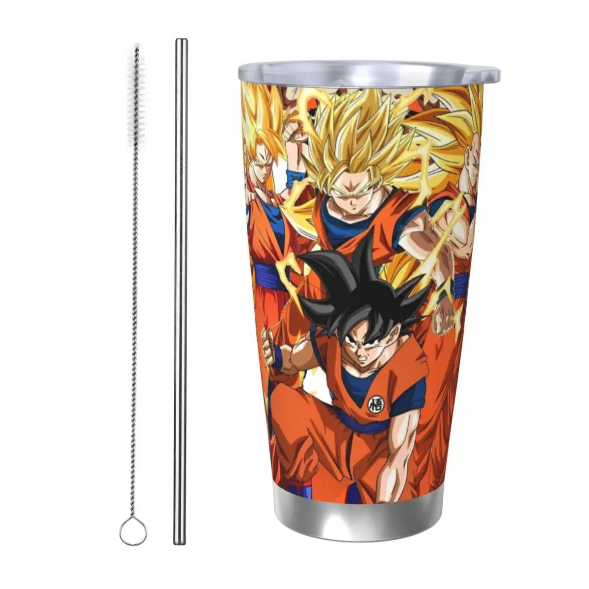 Son Goku & Vegeta DBZ Stainless Steel Tumbler – Double Wall Hot & Cold Cup with Straw